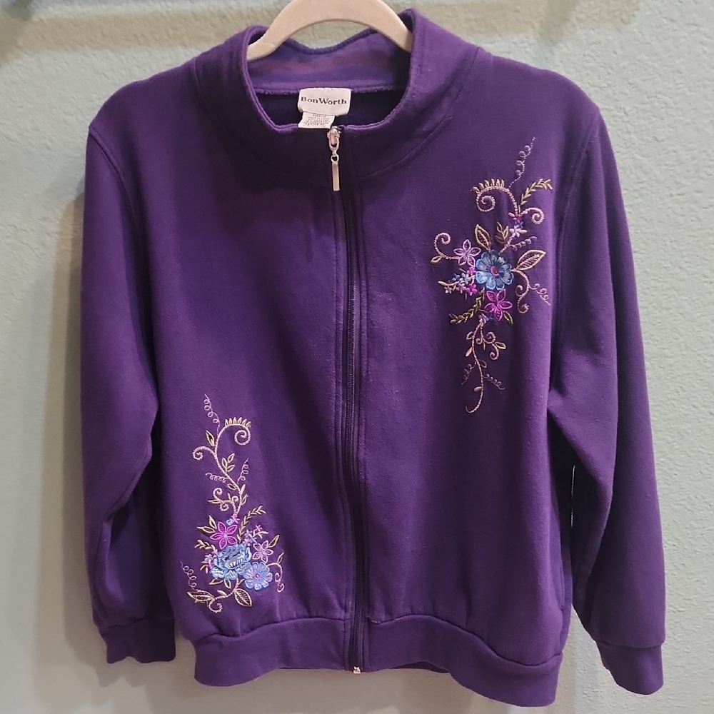 Bon Worth Zip Up Jacket Purple Petite SP